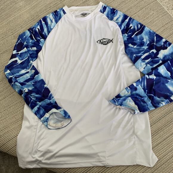 Palmyth T-Shirt Performance Fishing Mens XL Red White Blue Pullover Rash Guard - Picture 6 of 6